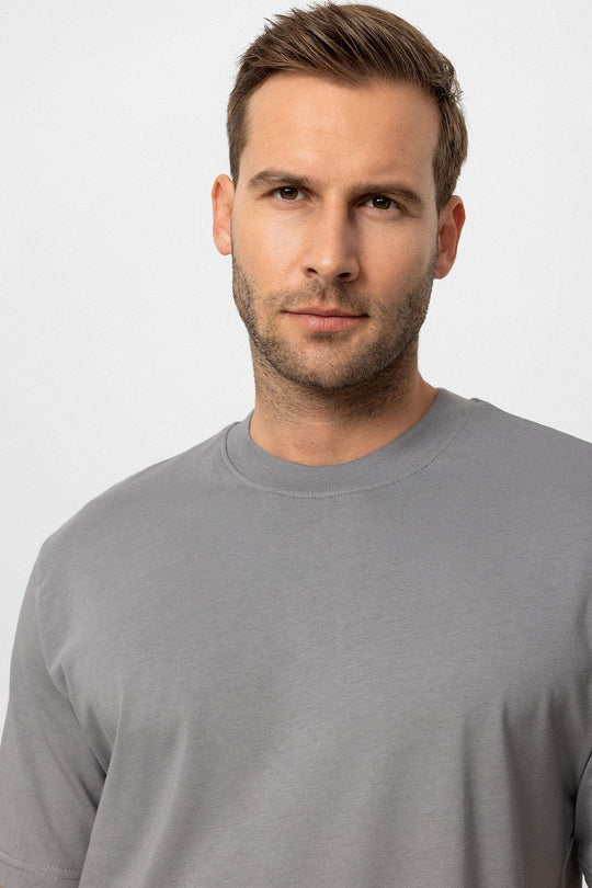 Camiseta Básica Hombre Cuello Redondo Gris Oscuro - Wessi