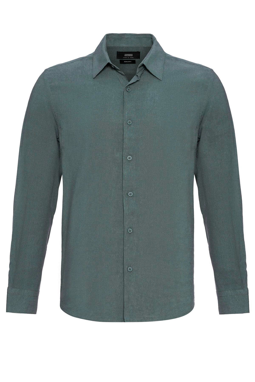 Men's Dark Khaki Long-Sleeve Linen Shirt - Wessi
