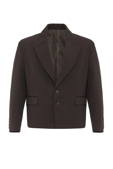 بليزر جاكيت قصير للرجال بلون بني داكن - ويسي