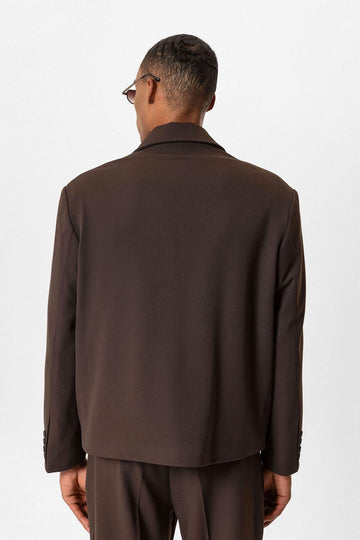 بليزر جاكيت قصير للرجال بلون بني داكن - ويسي