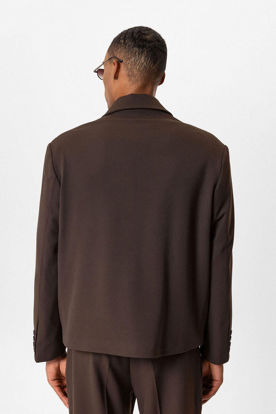 بليزر جاكيت قصير للرجال بلون بني داكن - ويسي