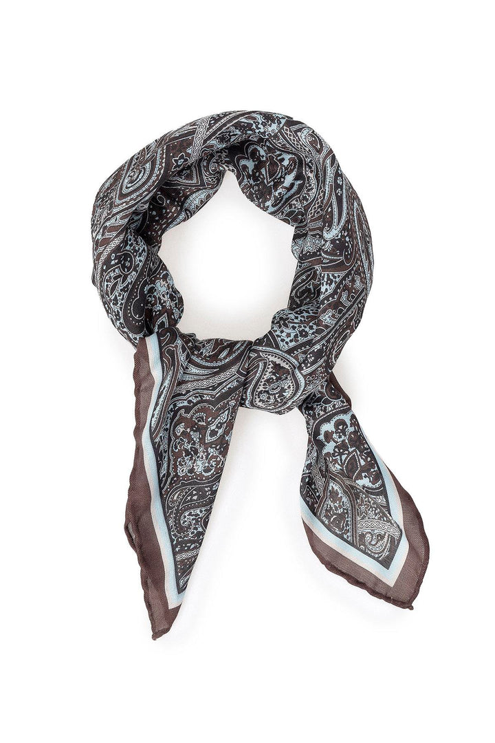 Men's Dark Brown Ethnic Patterned Scarf - Wessi
