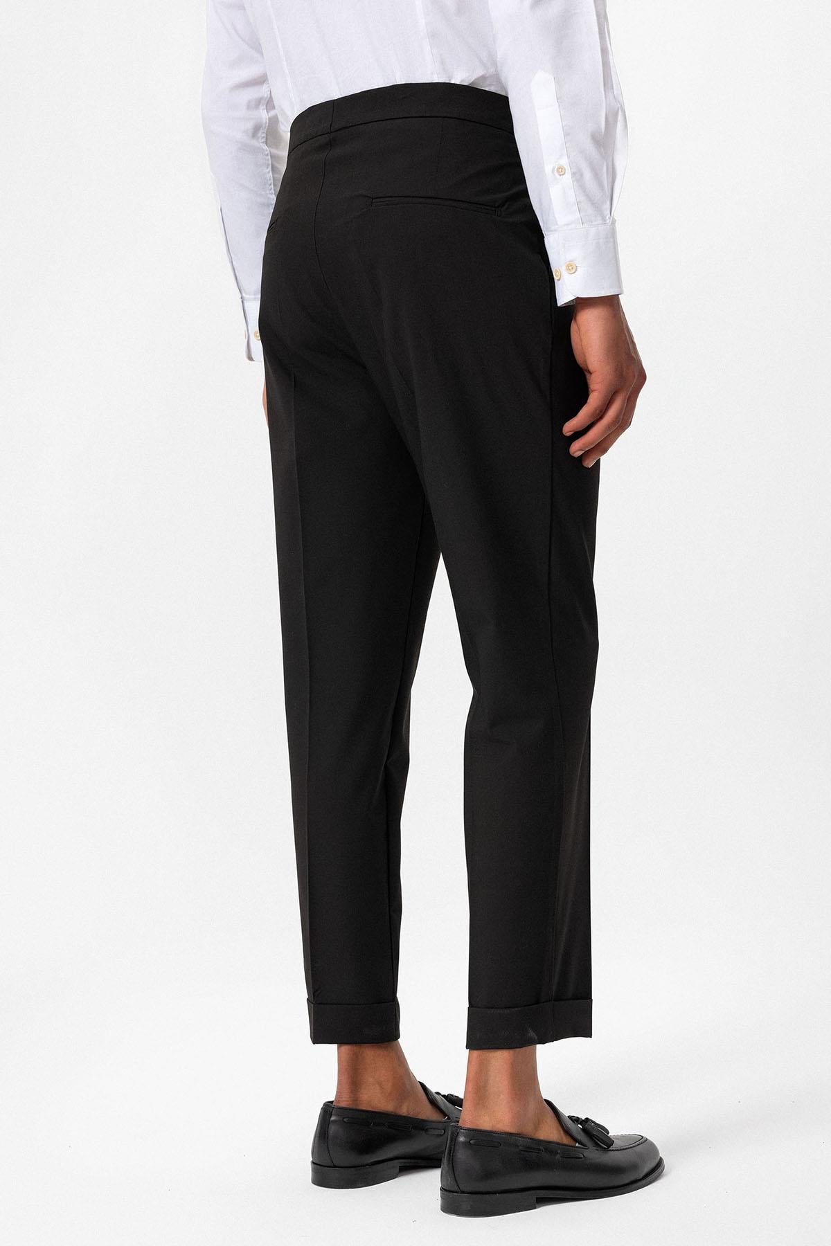 Men's Dark Brown High-Waist Buckle Closure Pleated Pants - Wessi