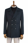 Double Breasted Wide Lapel Cachet Green Men Coat - Wessi