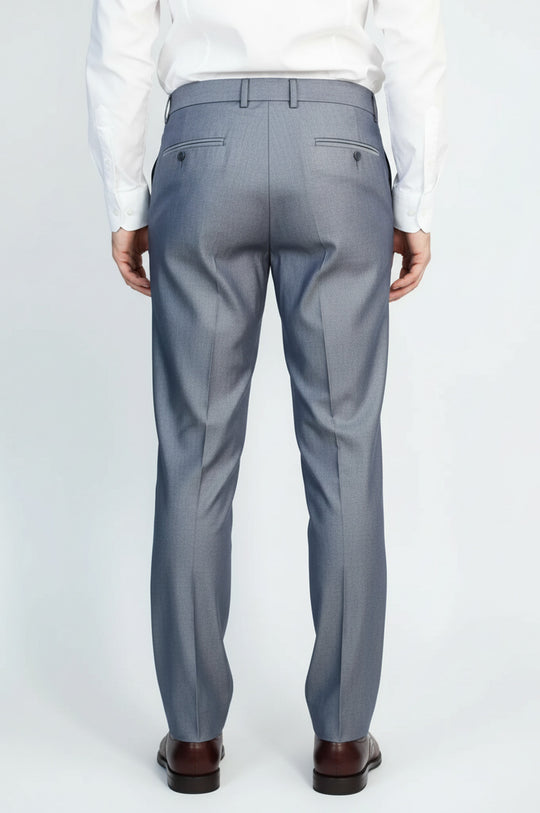 Men’s Steel Gray Classic Fit Fabric Trousers – Wessi