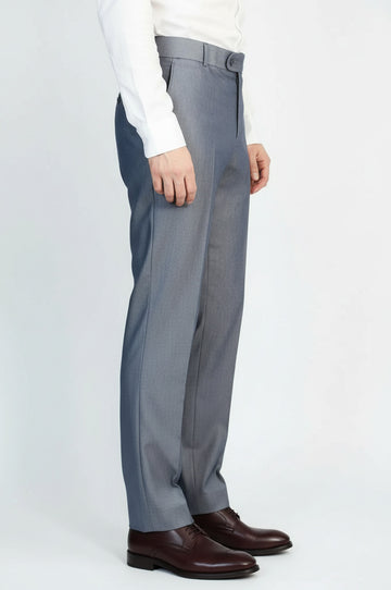 Men’s Steel Gray Classic Fit Fabric Trousers – Wessi