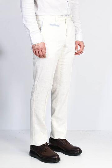 White Solid Slim Fit Dress Trousers – Wessi
