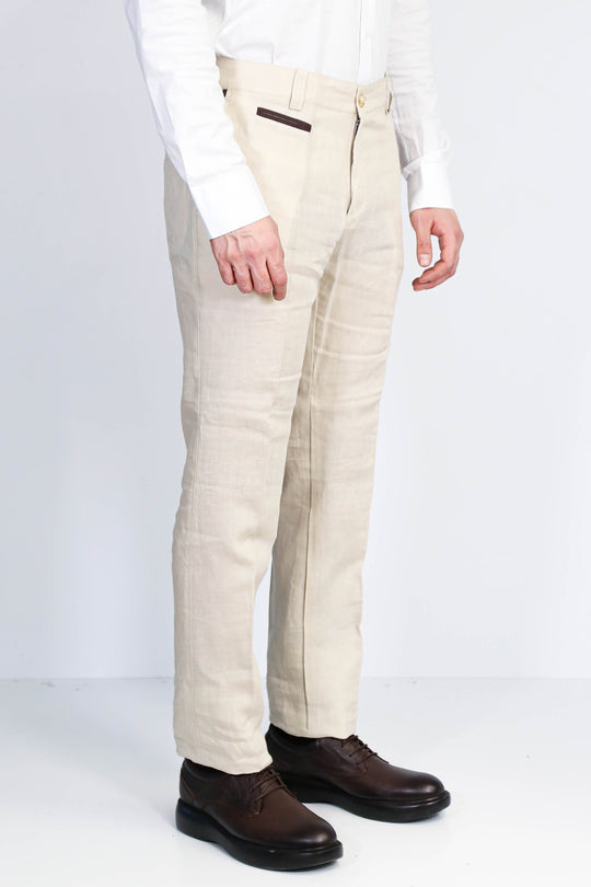 Cream Solid Slim Fit Dress Trousers – Wessi