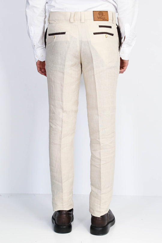 Cream Solid Slim Fit Dress Trousers – Wessi
