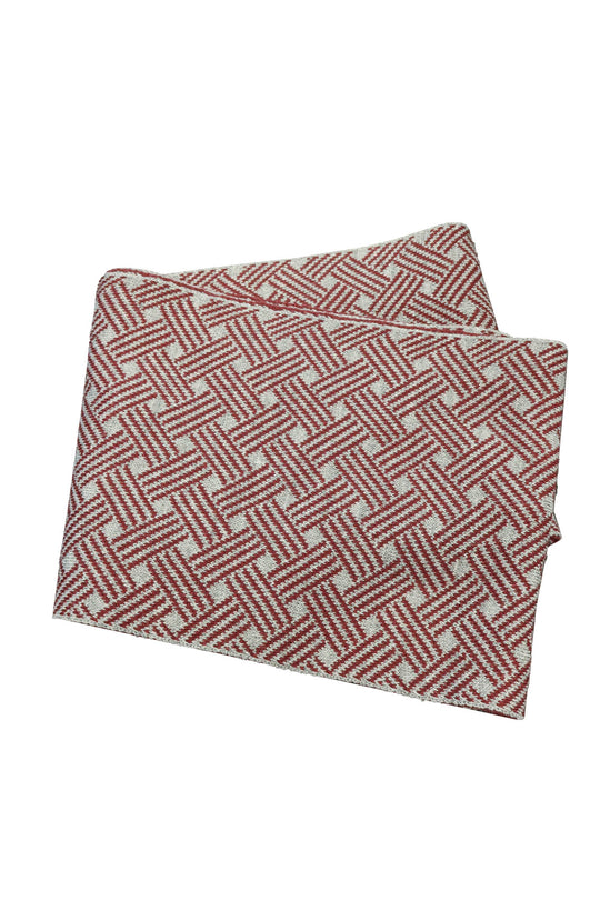 Red et Beige Écharpe en Tricot à Motif Géométrique - Wessi