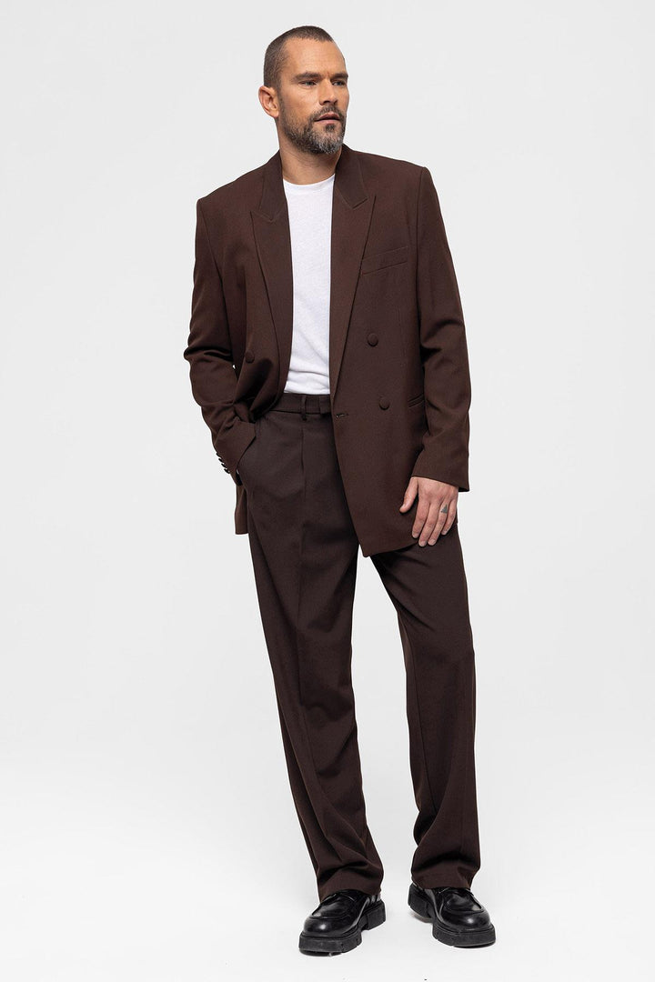 Chaqueta Blazer Cruzada Marrón Hombre - Wessi