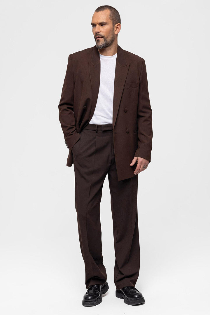 Chaqueta Blazer Cruzada Marrón Hombre - Wessi
