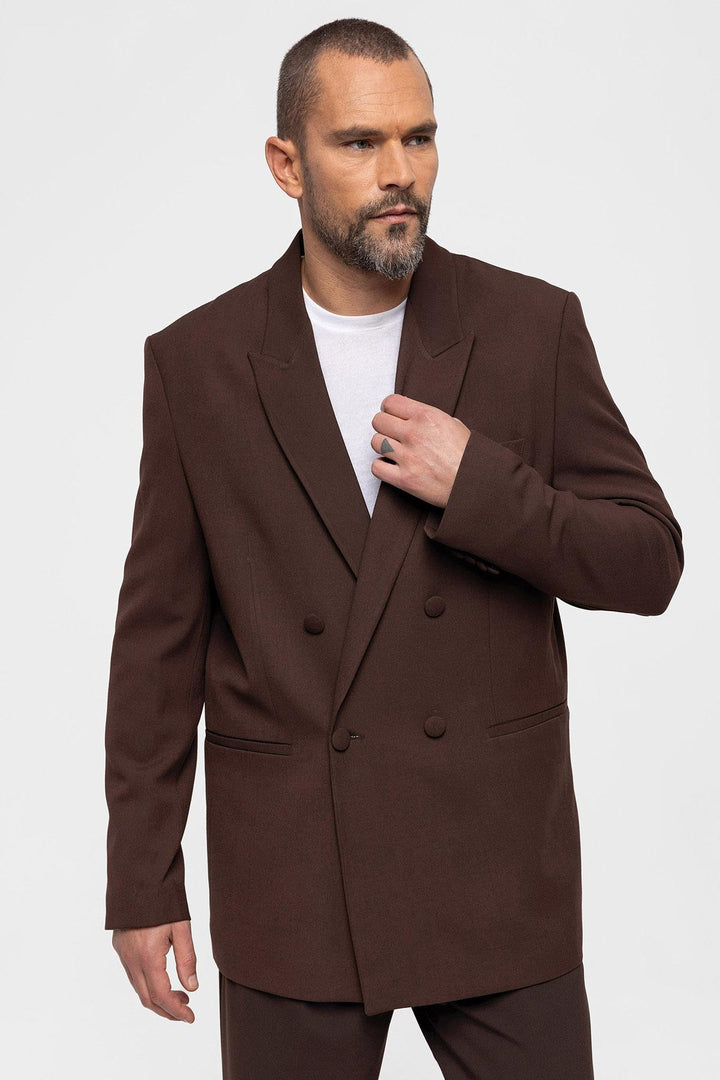 Chaqueta Blazer Cruzada Marrón Hombre - Wessi