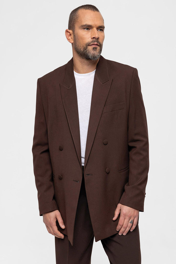Chaqueta Blazer Cruzada Marrón Hombre - Wessi