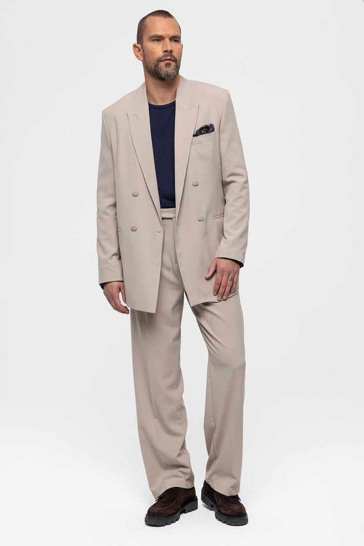 Men's Double Breasted Stone Blazer Jacket - Wessi