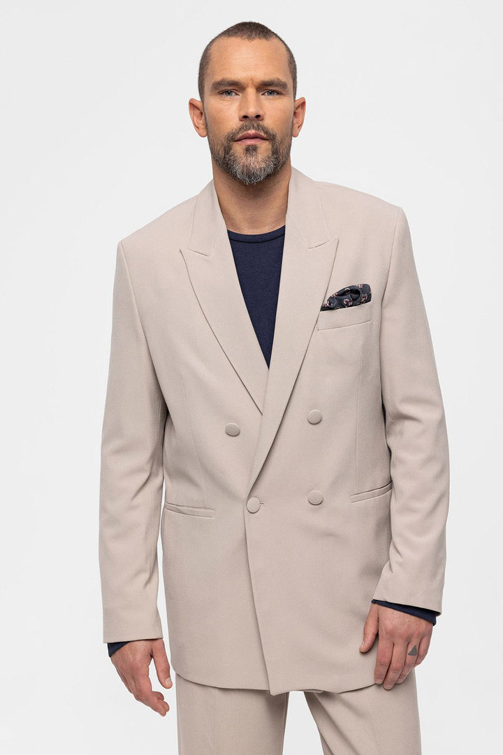 Men's Double Breasted Stone Blazer Jacket - Wessi