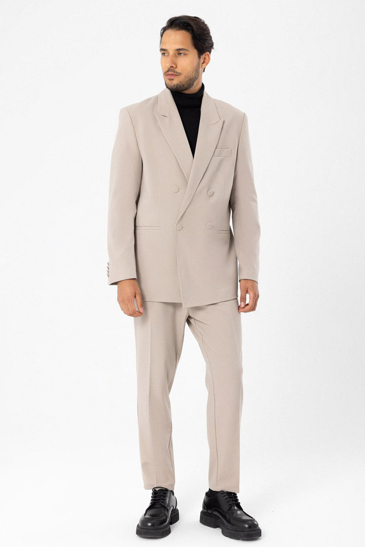 Men's Double Breasted Stone Blazer Jacket - Wessi