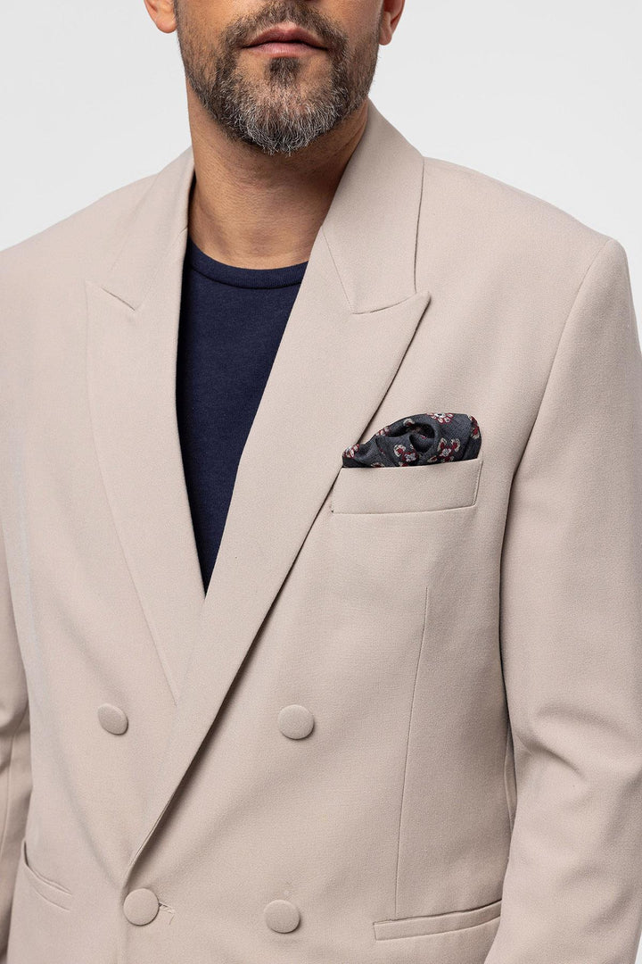 Men's Double Breasted Stone Blazer Jacket - Wessi