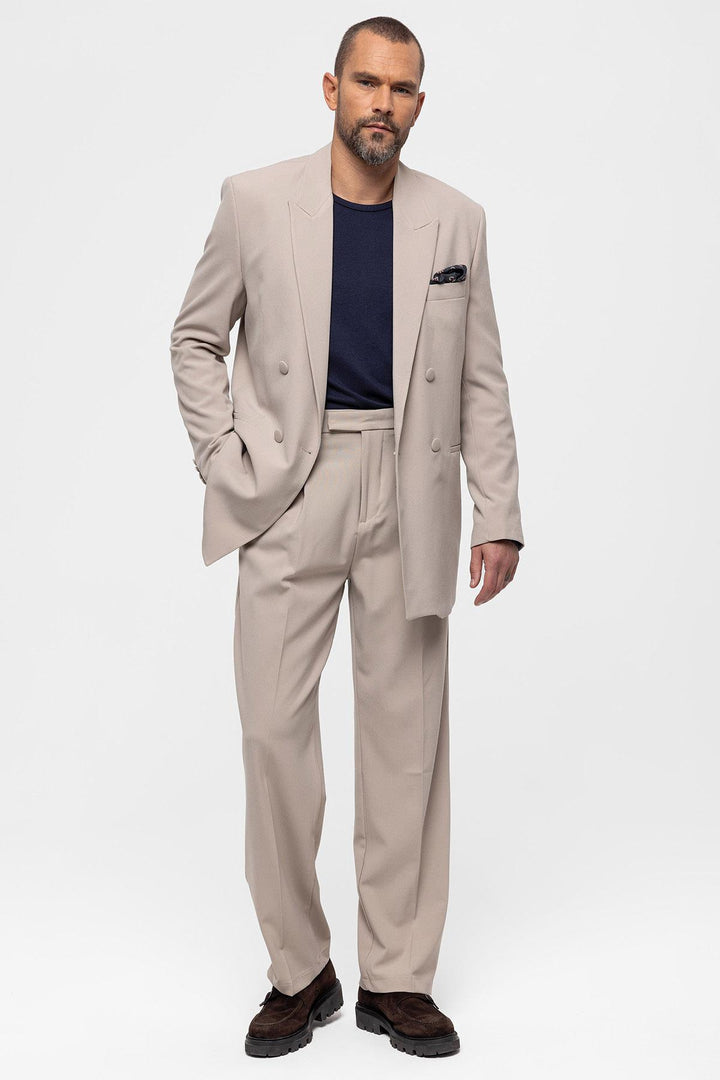 Men's Double Breasted Stone Blazer Jacket - Wessi