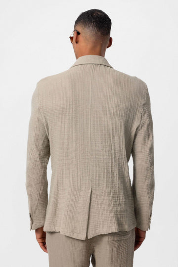 Blazer tinta unita doppiopetto beige da uomo - Wessi