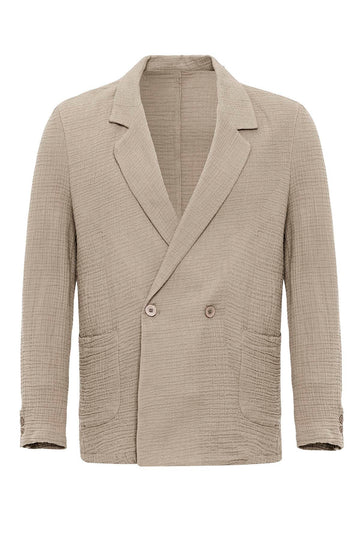 Blazer tinta unita doppiopetto beige da uomo - Wessi