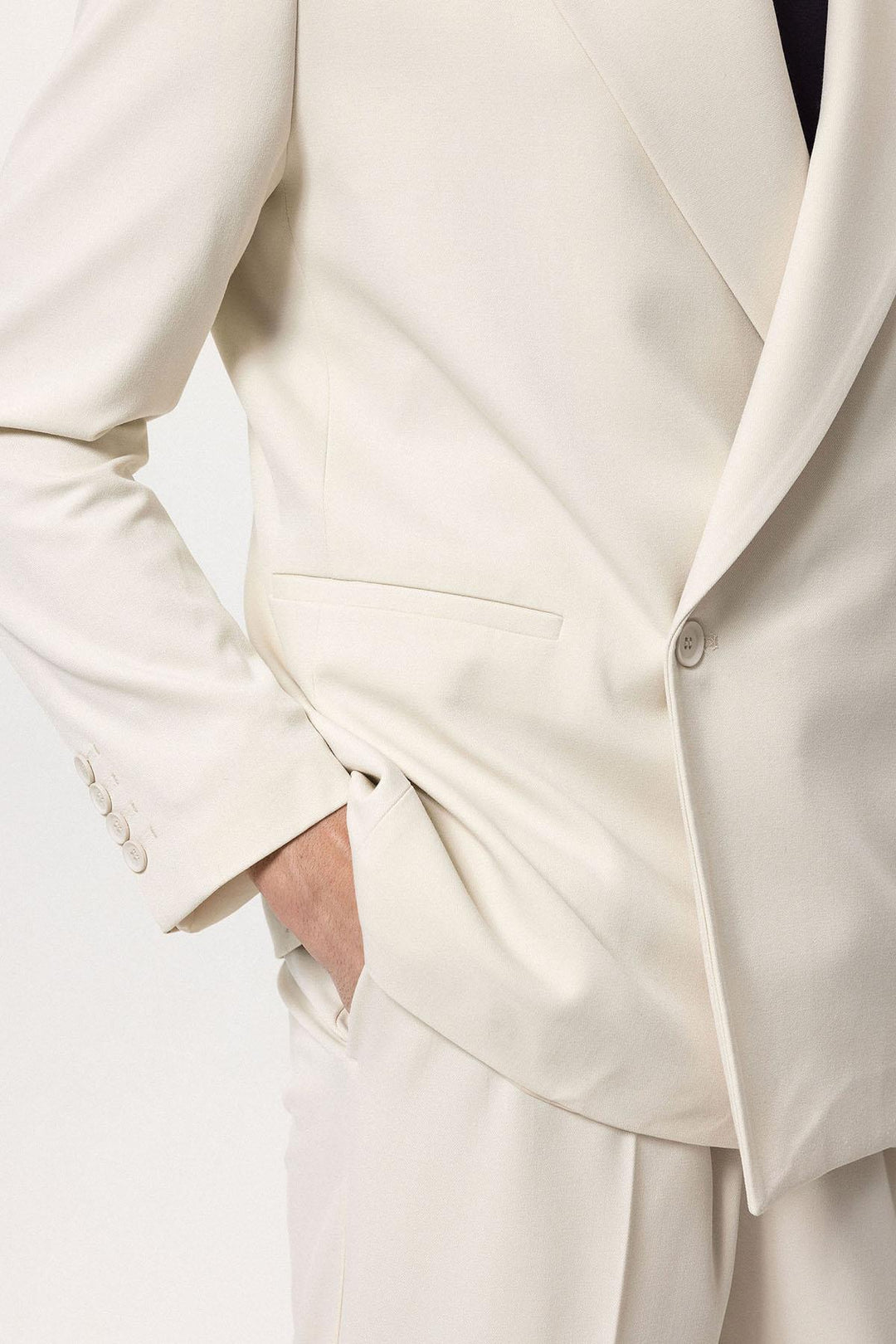 Men's Ecru Double-Breasted Flap Pocket  Blazer - Wessi
