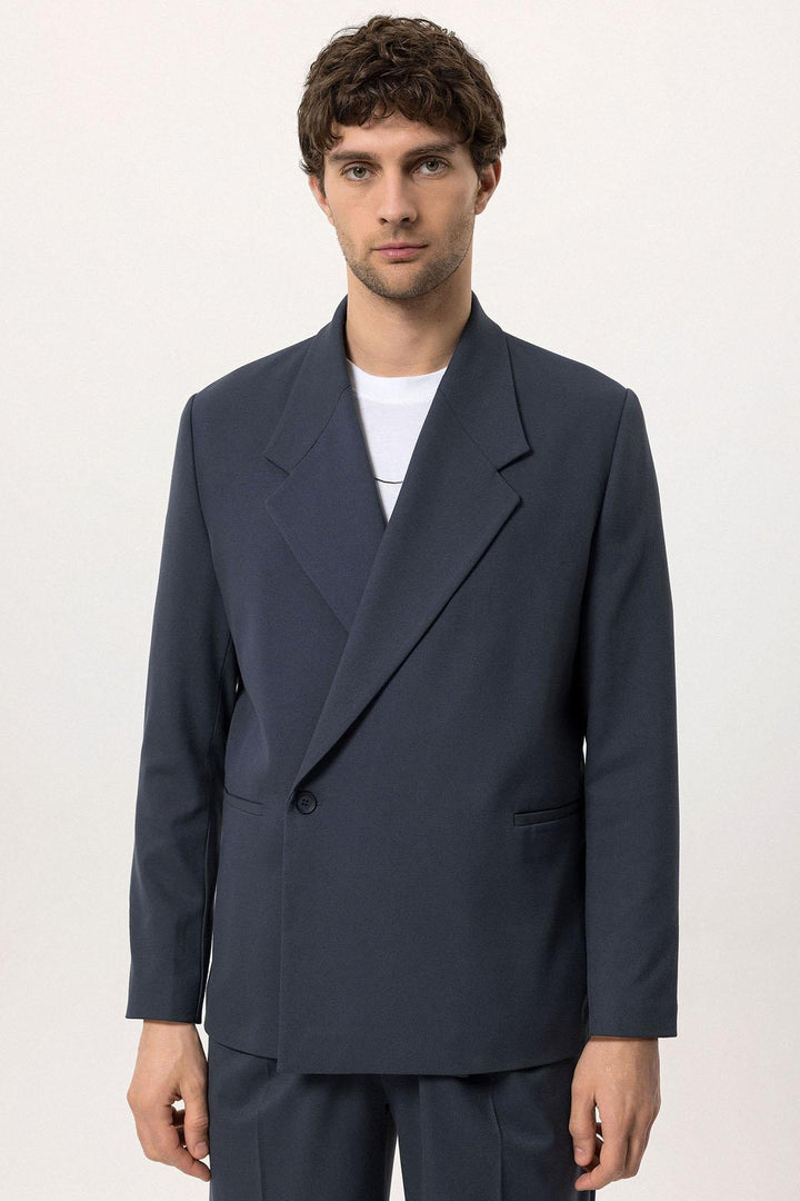 Men's Smoked Double-Breasted Flap Pocket  Blazer - Wessi