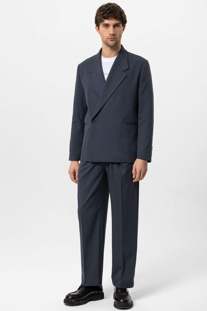 Men's Smoked Double-Breasted Flap Pocket  Blazer - Wessi
