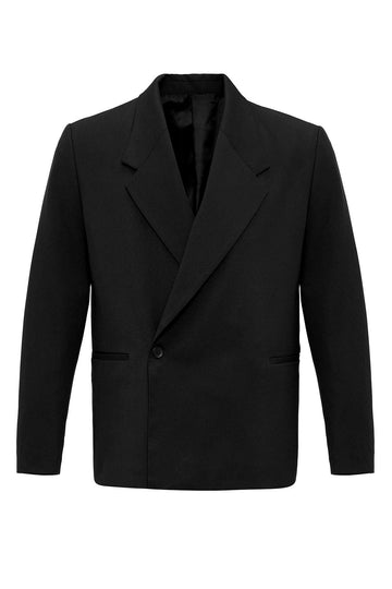 Men's Black High-Waisted Buckle Detail Relaxed Fit  Pants - Wessi
