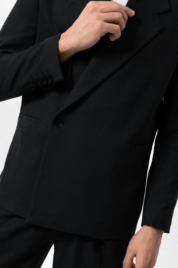 Men's Black High-Waisted Buckle Detail Relaxed Fit  Pants - Wessi