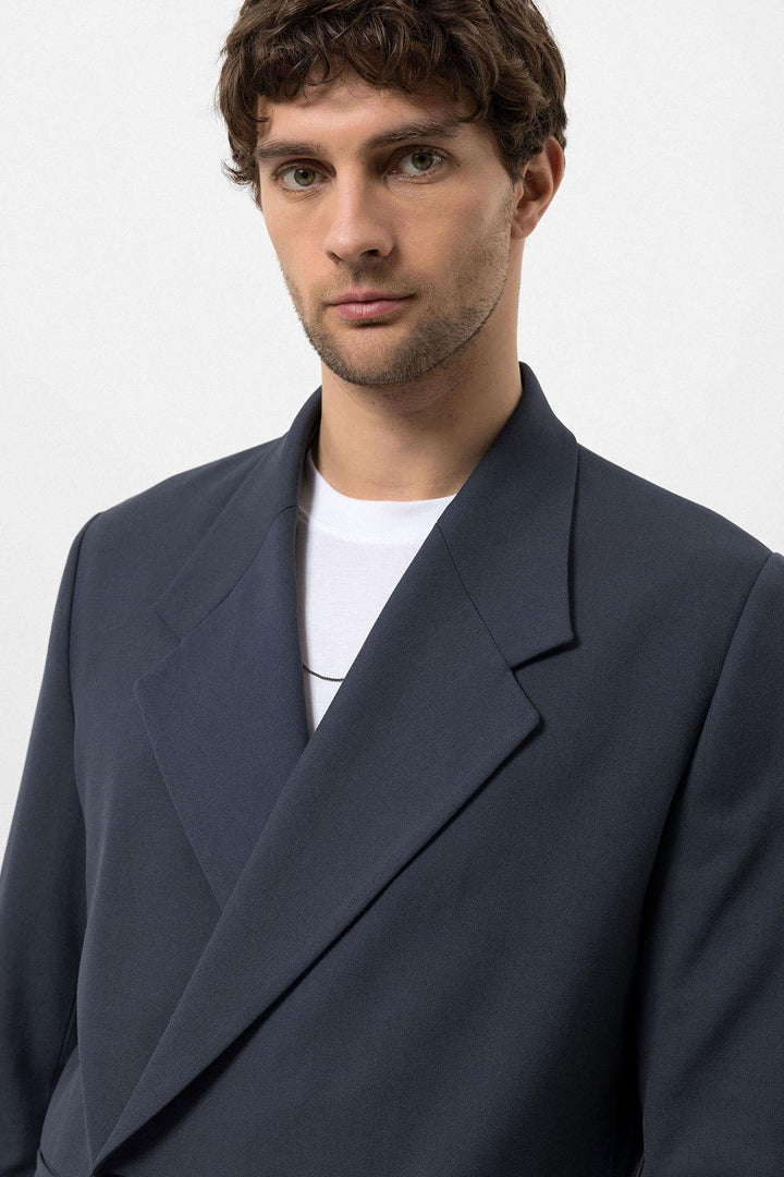Men's Smoked Double-Breasted Flap Pocket  Blazer - Wessi