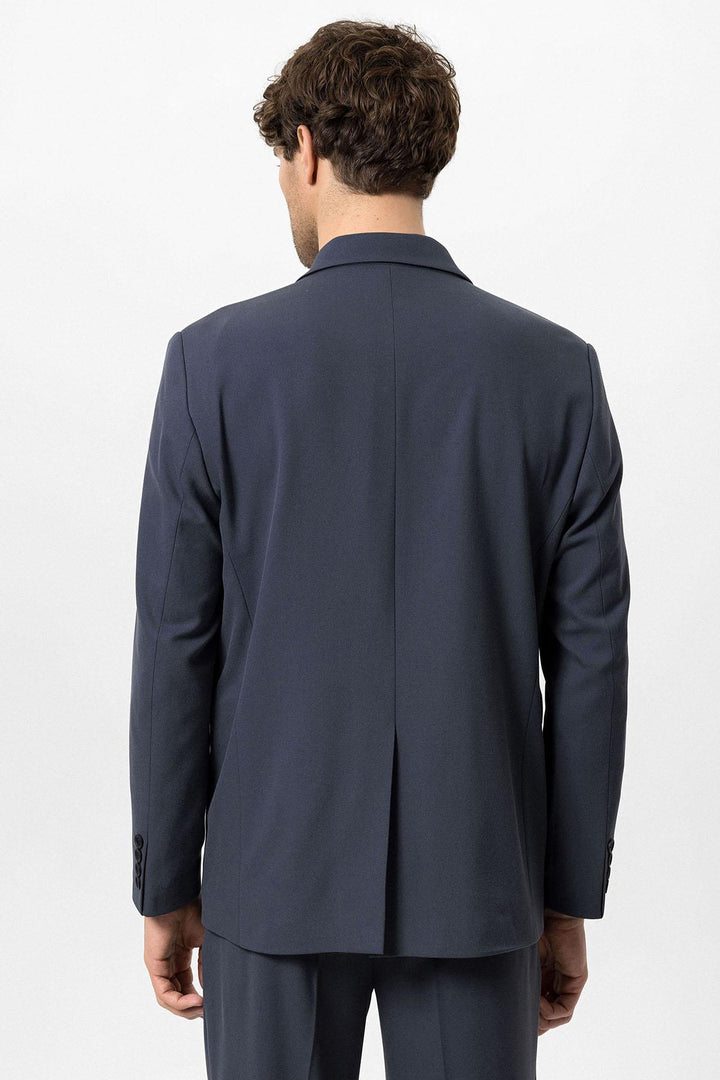 Men's Smoked Double-Breasted Flap Pocket  Blazer - Wessi