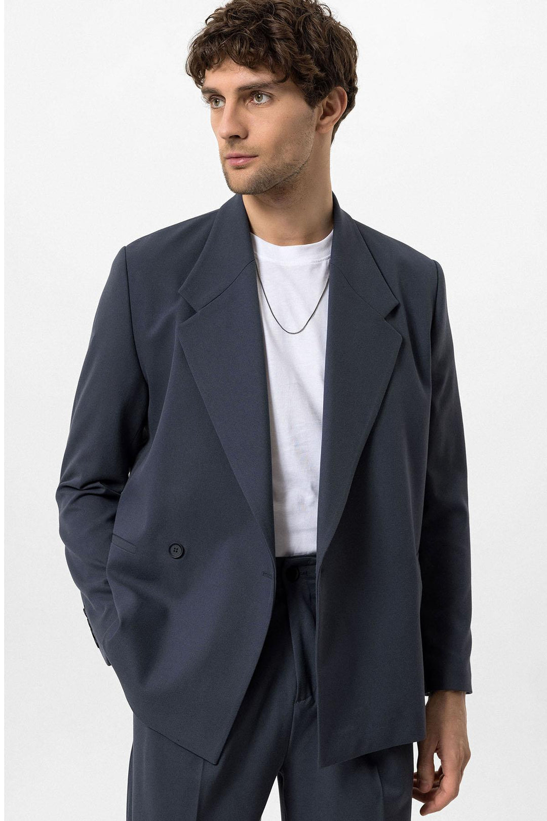 Men's Smoked Double-Breasted Flap Pocket  Blazer - Wessi