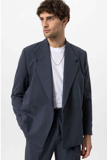 Men's Smoked Double-Breasted Flap Pocket  Blazer - Wessi