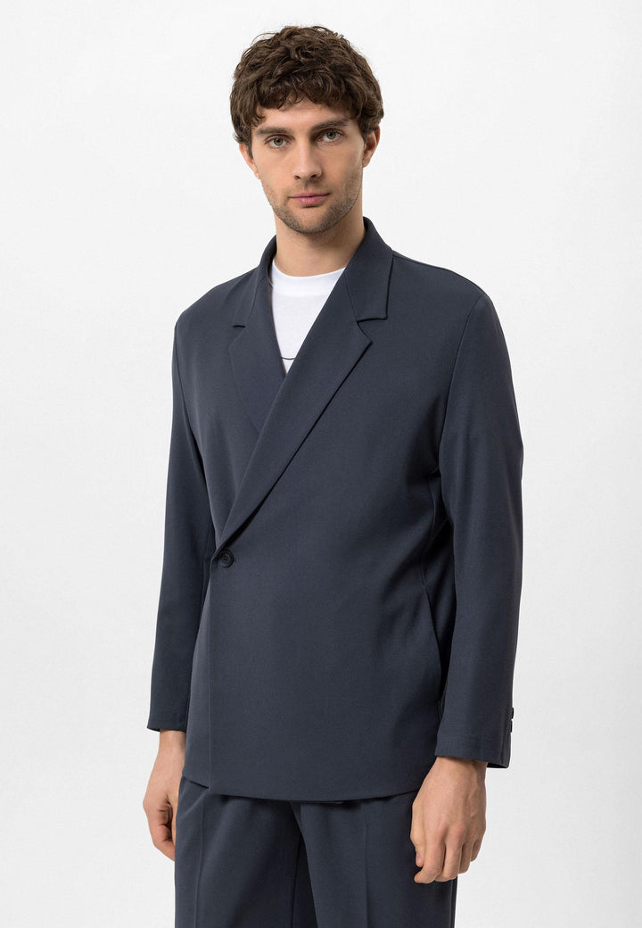Men's Smoked Double-Breasted Hidden Pocket Blazer - Wessi