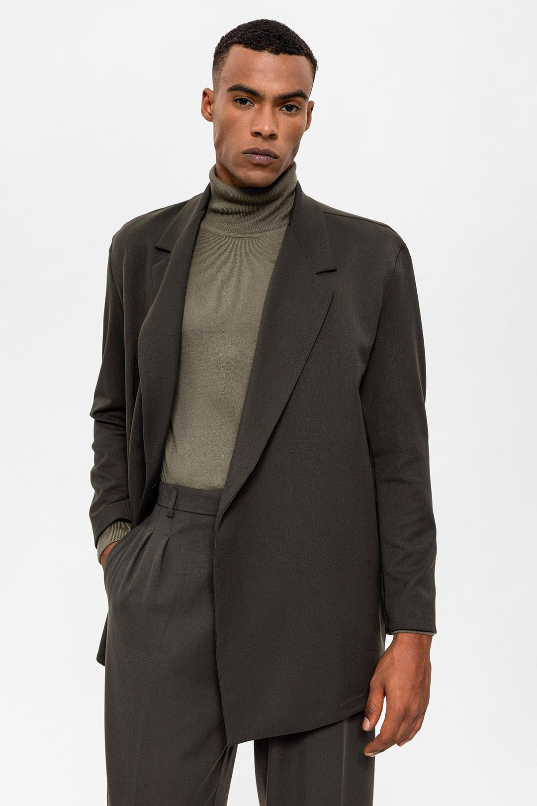 Wimod Chemise Homme Izac Blazer Homme Kaki Veste Blazer Lin