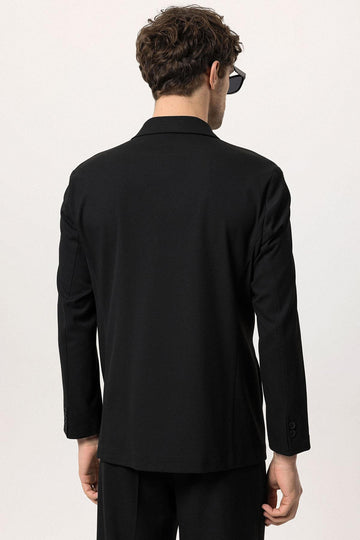Giacca blazer con tasca nascosta con chiusura doppiopetto nera da uomo - Wessi