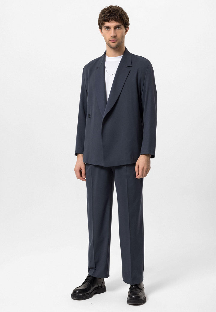 Men's Smoked Double-Breasted Hidden Pocket Blazer - Wessi