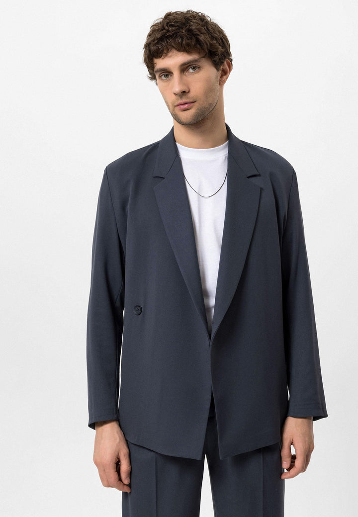 Men's Smoked Double-Breasted Hidden Pocket Blazer - Wessi