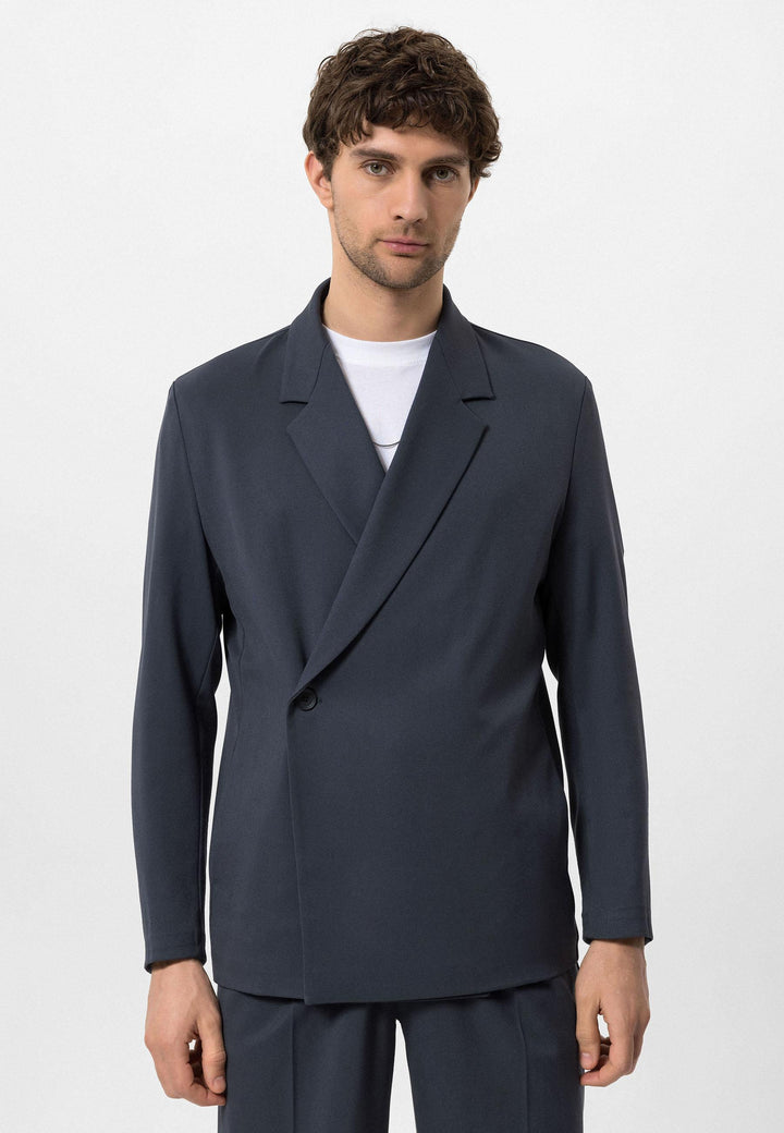 Men's Smoked Double-Breasted Hidden Pocket Blazer - Wessi