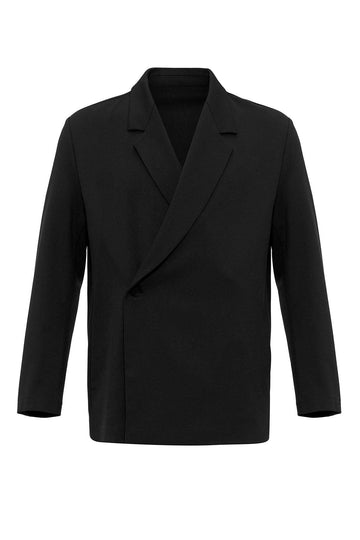 Giacca blazer con tasca nascosta con chiusura doppiopetto nera da uomo - Wessi