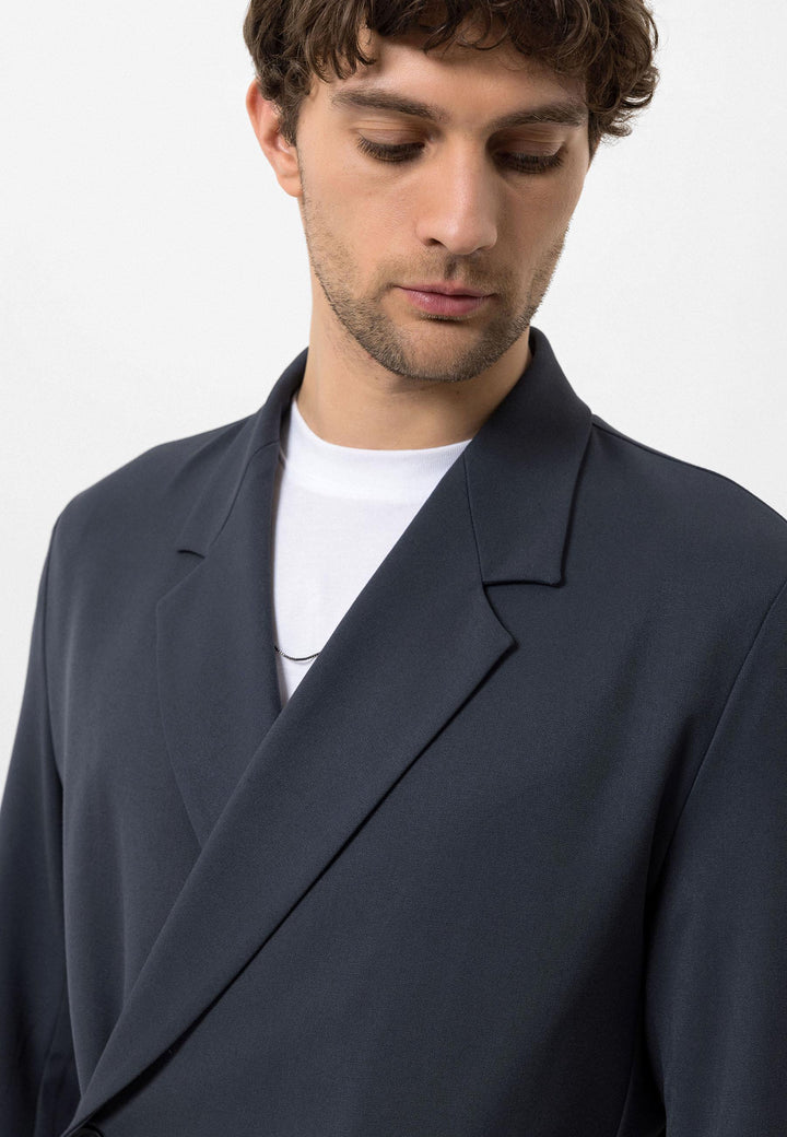 Men's Smoked Double-Breasted Hidden Pocket Blazer - Wessi