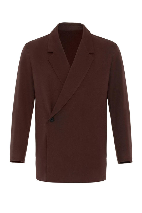 Veste Blazer Marron à Double Boutonnage et Poche Cachée pour Homme - Wessi