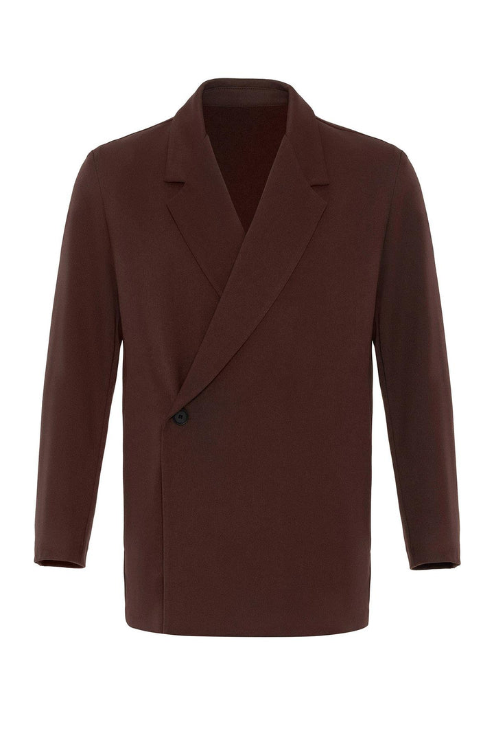 Veste Blazer Marron à Double Boutonnage et Poche Cachée pour Homme - Wessi