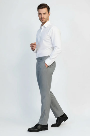 Grey Micro Pattern Slim Fit Dress Pants – Wessi