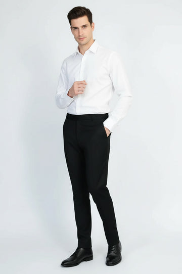 Slim Fit Plain Black Classic Men's Trousers – Wessi