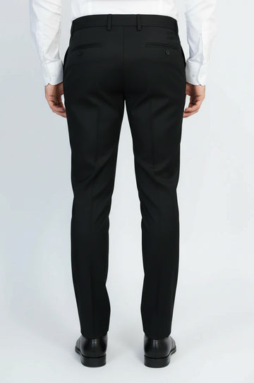 Slim Fit Plain Black Classic Men's Trousers – Wessi