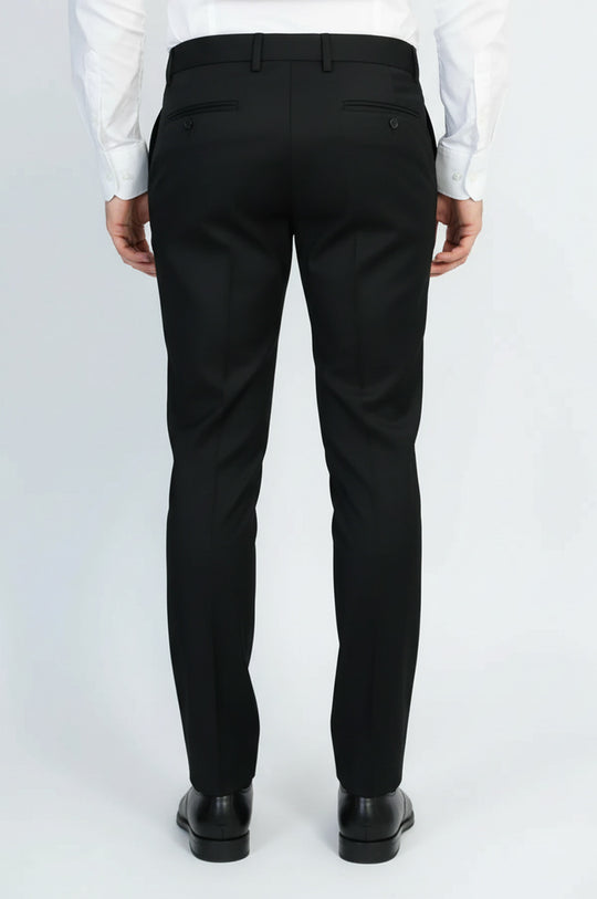 Slim Fit Plain Black Classic Men's Trousers – Wessi