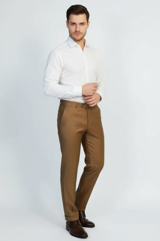 Light Brown Classic Fit Dress Pants – Wessi