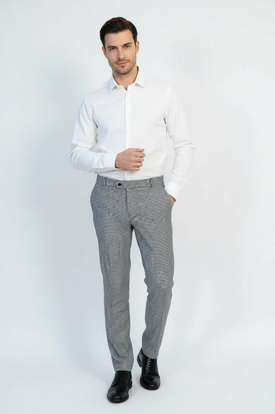 Black Micro Pattern Slim Fit Dress Pants – Wessi